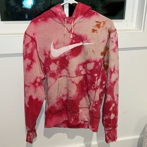 Bleach Dyed Red Nike Hoodie